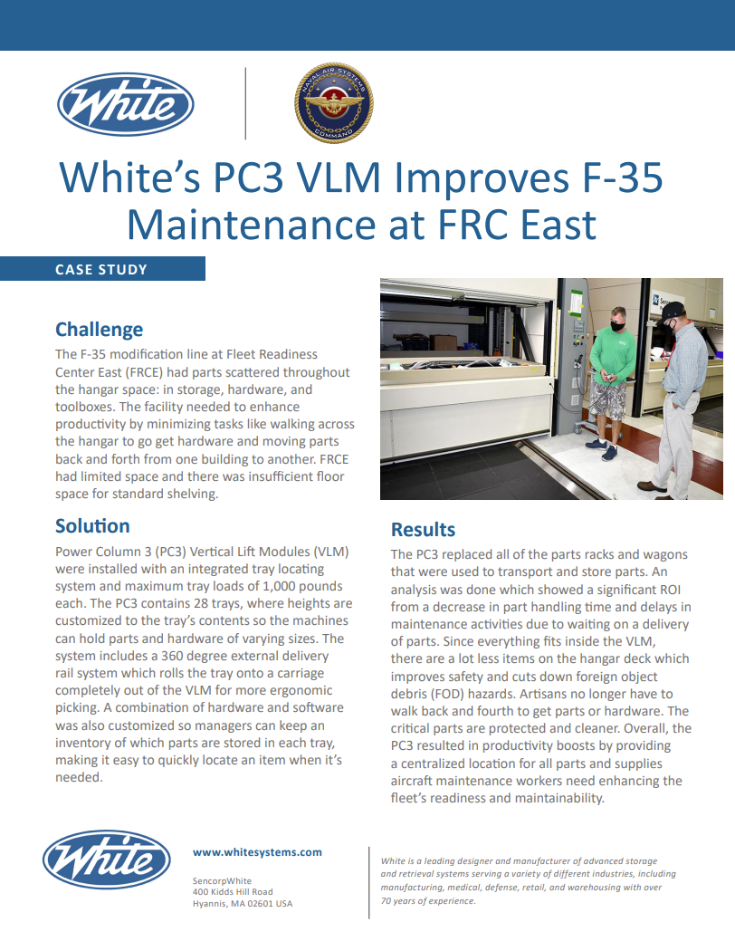 White's PC3 VLM Improves F-35 Maintenance at FRC East