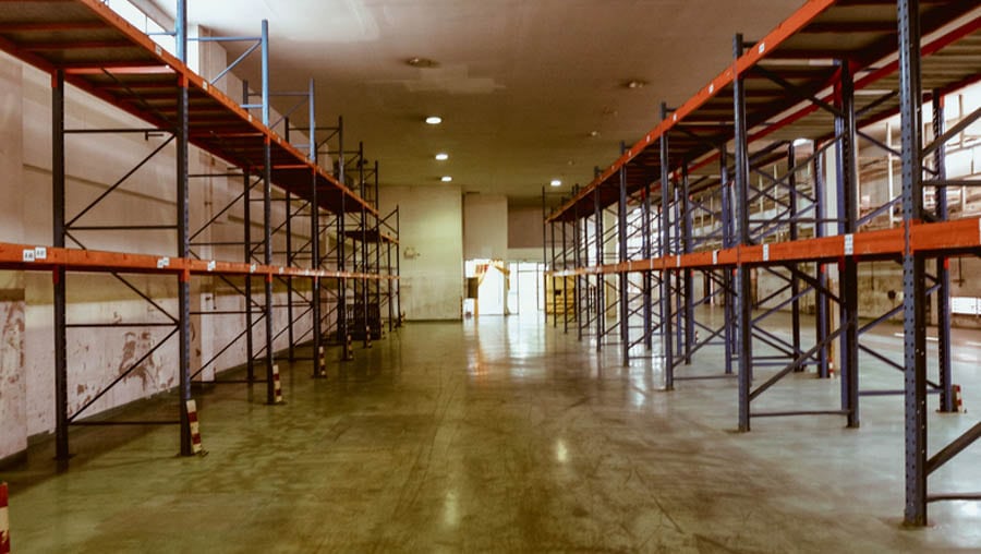 wasted shelving space in a warehouse