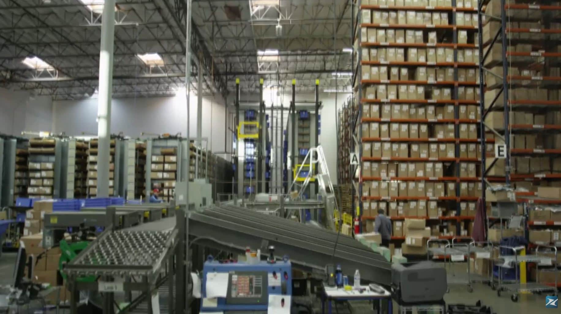 before and after photo of ChefWorks warehouse with White Systems horizontal carousels