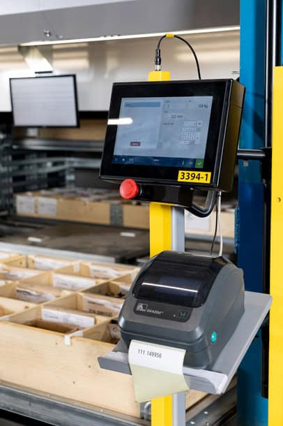 label printer for vertical lift module
