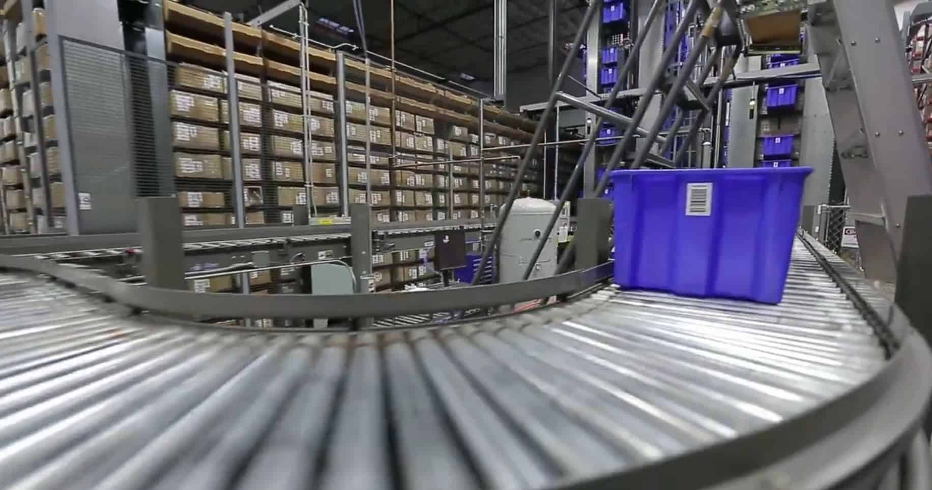 alternative view of Chef Works warehouse with White Systems horizontal carousels
